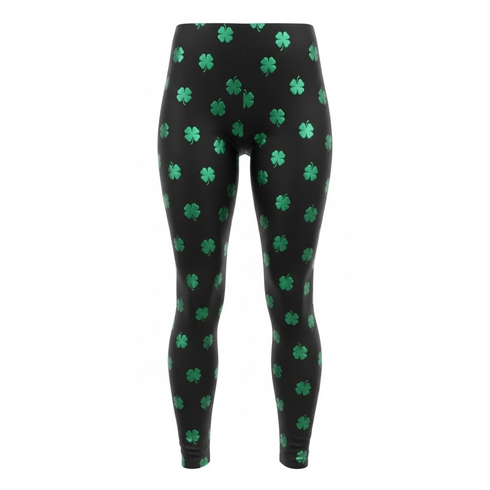 St . Patrick's Day Pants Metallic Green XL Four Leaf Clover St. Paddy’s Day